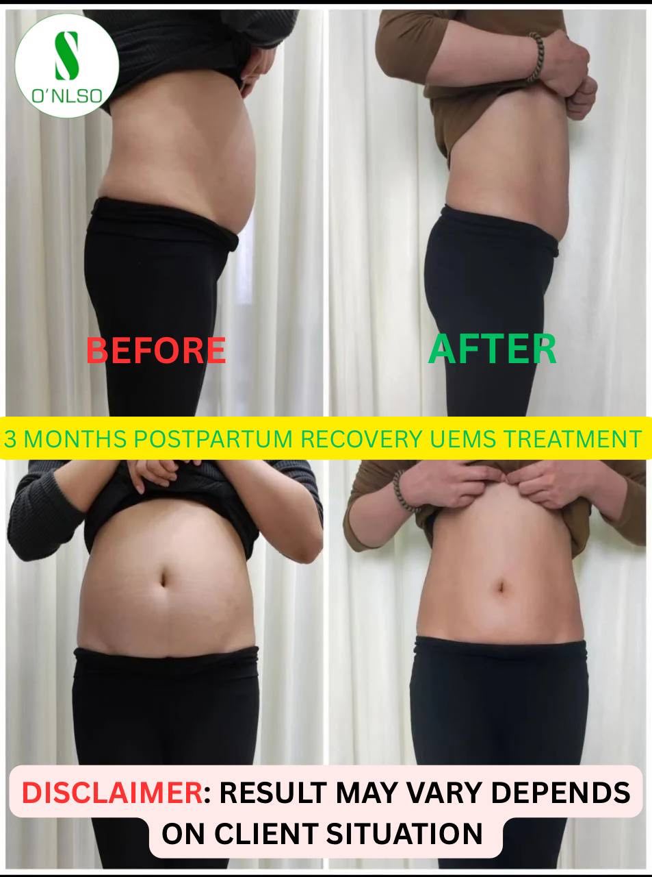 UEMS postpartum three-month comparison supplied by ONLSO